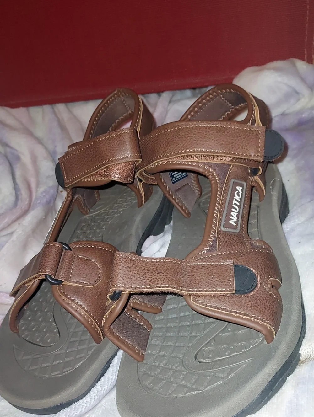 Nautica Brown Men's Adjustable Hook-and-Loop Sandals